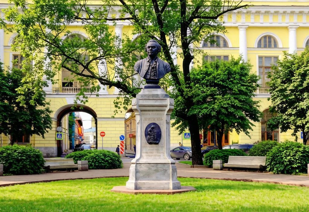 Площадь Ломоносова в Санкт-Петербургу. Бюст Ломоносова
